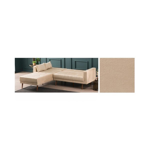 Kreminė sofa lova Dublinas, kairysis kampas-image-4