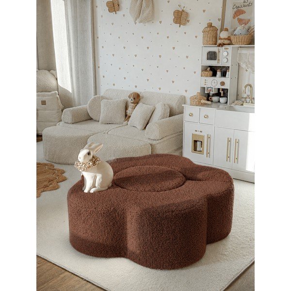 Rudos spalvos iš boucle putų žaidimų aikštelė 3 vnt. aukštis 27 cm 88x90 cm – Meowbaby-image-3