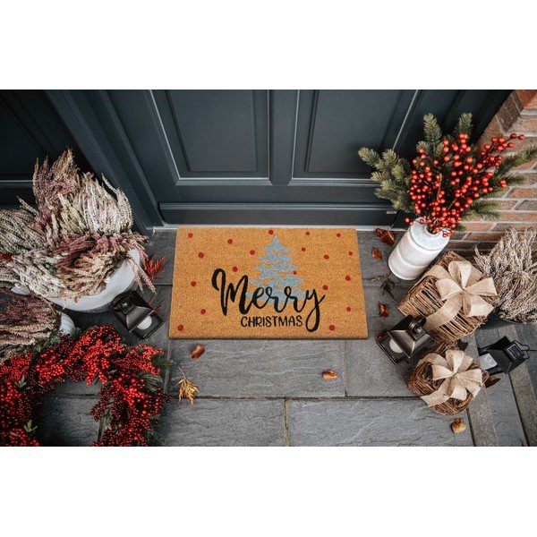 Iš kokoso pluošto grindų kilimėlis su Kalėdų motyvu 40x70 cm Silver Christmas – Hanse Home-image-1