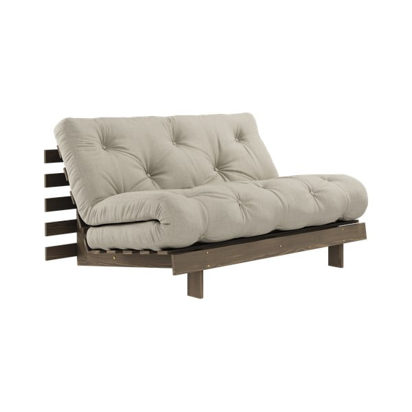 Pilkai smėlinės spalvos iš lino sulankstoma sofa 140 cm Roots Carob – Karup Design