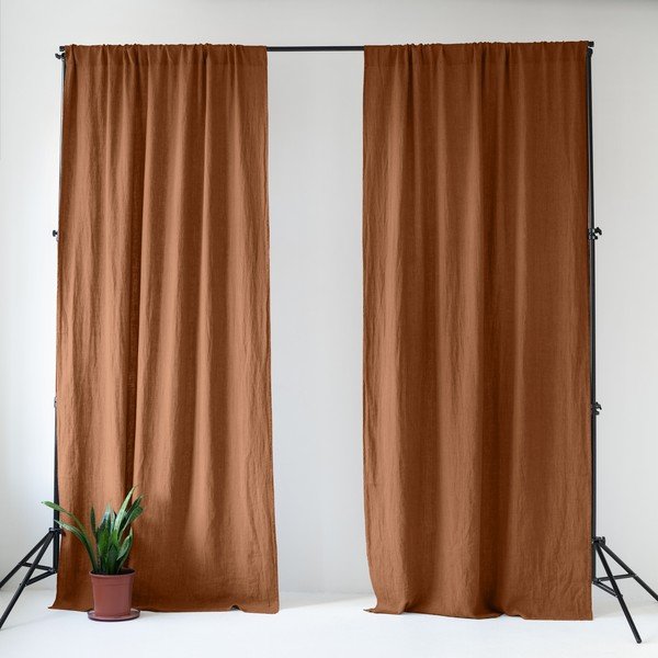 Rudos spalvos iš lino užuolaida 140x300 cm Hazelnut – Linen Tales