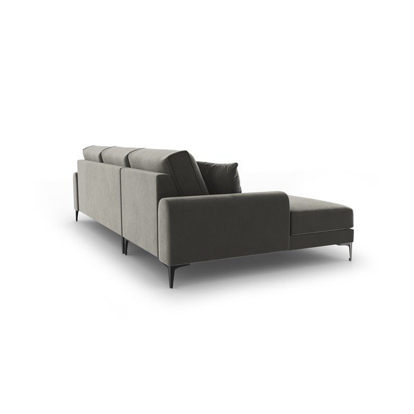 Šviesiai pilka aksominė kampinė sofa Mazzini Sofas Madara, kampas kairėje-image-3