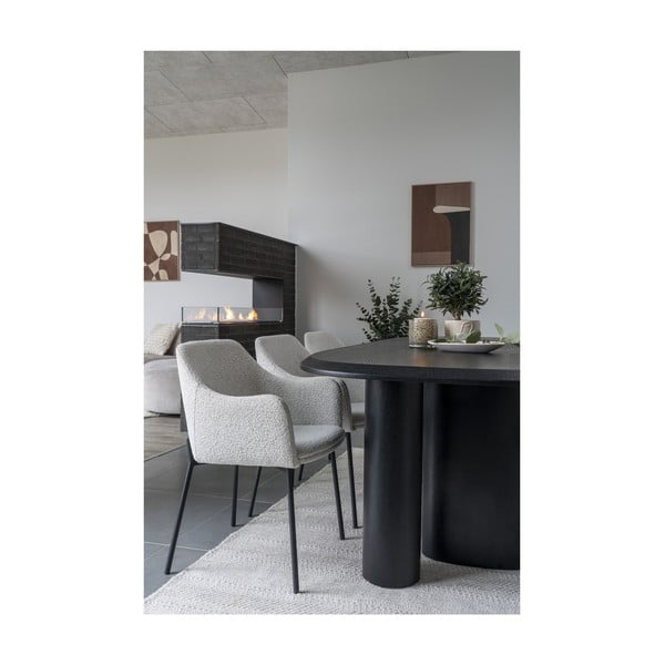 Baltos spalvos iš audinio valgomojo kėdė su porankiais Melilla – House Nordic-image-2