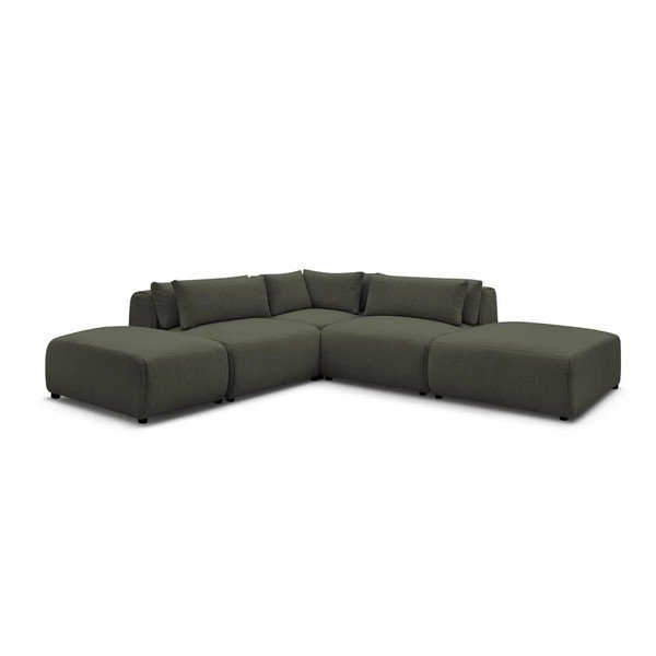 Žalios spalvos reguliuojama modulinė kampinė sofa Jana – Bobochic Paris