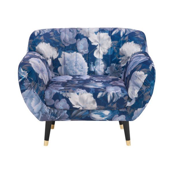 Mėlynas fotelis Mazzini Sofos Benito Floral