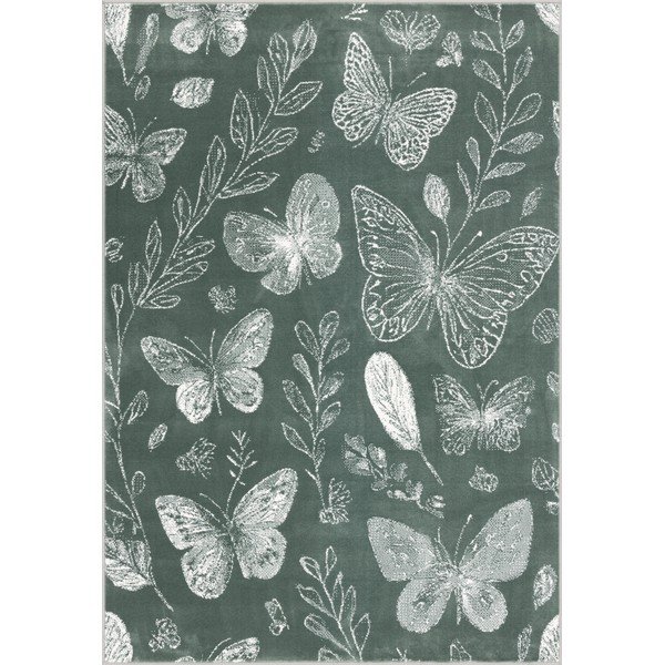 Vaikiškas kilimas žalios spalvos 80x150 cm Dreamy Butterflies – FD