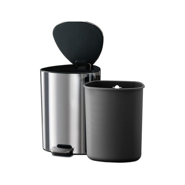 Iš plastiko šiukšliadėžė sidabrinės spalvos su pedalu 5 l Luxe – Joseph Joseph-image-3