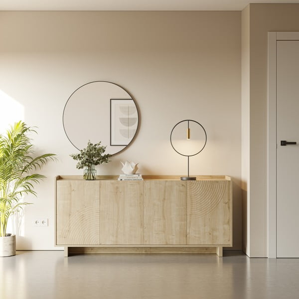 Natūralios spalvos šoninė spintelė iš ąžuolo 180x80x40 cm Daira – Marckeric-image-1