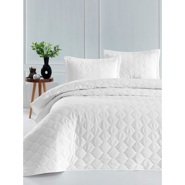 Balta medvilninė lovatiesė su 2 pagalvių užvalkalais Mijolnir Fresh, 225 x 240 cm