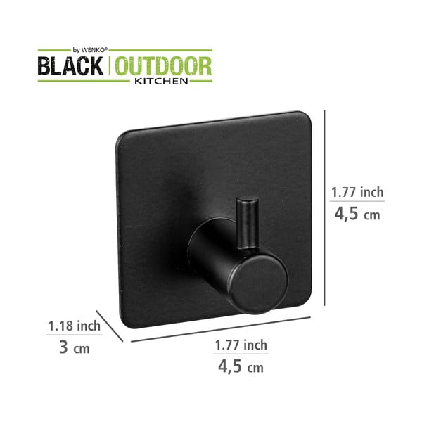 Klijuojami iš nerūdijančio plieno kabliai juodos spalvos 2 vnt. Black Outdoor Kitchen Ureo – Wenko-image-4