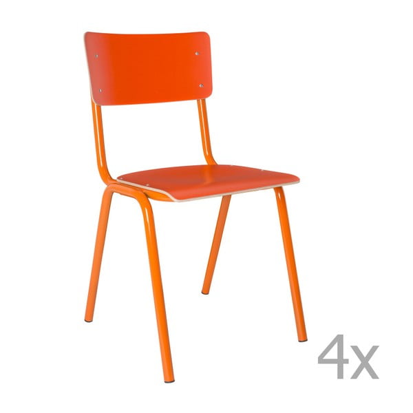 4 oranžinių "Zuiver" kėdžių rinkinys "Atgal į mokyklą