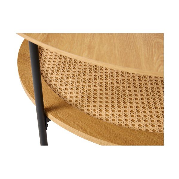 Natūralios spalvos apvalios formos kavos staliukas iš ąžuolo ø 80 cm Pensacola – Unique Furniture-image-2