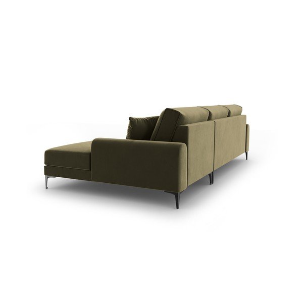 Žalia aksominė kampinė sofa Mazzini Sofas Madara, kampas dešinėje-image-3