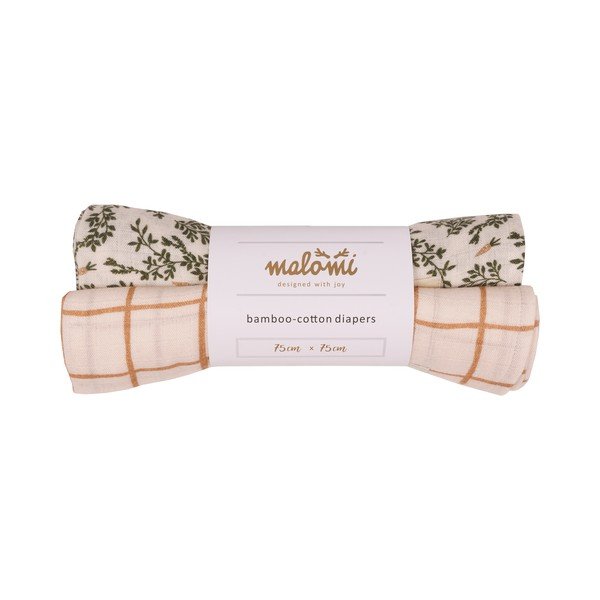 Medžiaginės sauskelnės iš bambuko 2 vnt. Green Floral – Malomi Kids-image-2