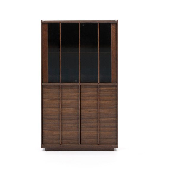 Rudos spalvos vitrina iš riešutmedžio 100x170x40 cm Onix – Kave Home