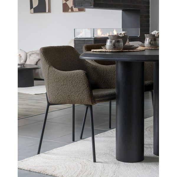 Rudos spalvos iš audinio valgomojo kėdė su porankiais Melilla – House Nordic-image-1