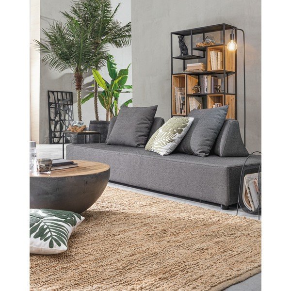 Pilkos spalvos/natūralios spalvos iš metalo apvalios formos kavos staliukas ø 90 cm Lancaster – Bizzotto-image-3