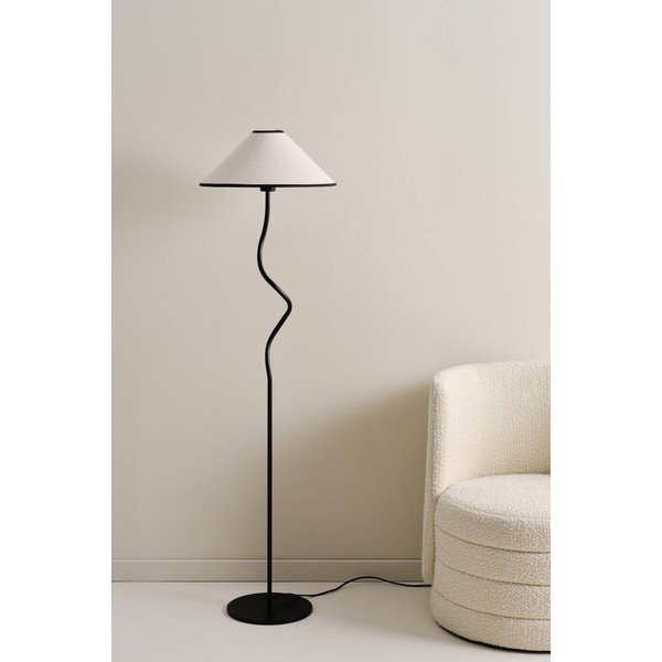 Baltos spalvos/juodos spalvos iš tekstilės pastatomas šviestuvas su pritemdymo funkcija (aukštis 148 cm) Juliet – Jotex-image-2