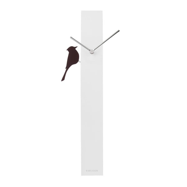 Baltas sieninis laikrodis "Karlsson Woodpecker", ilgis 60 cm