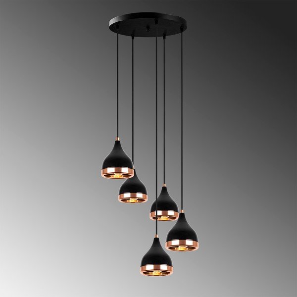 Kabantis šviestuvas juodos spalvos/vario spalvos ø 43 cm su metaliniu gaubtu Yildo – Opviq lights-image-3