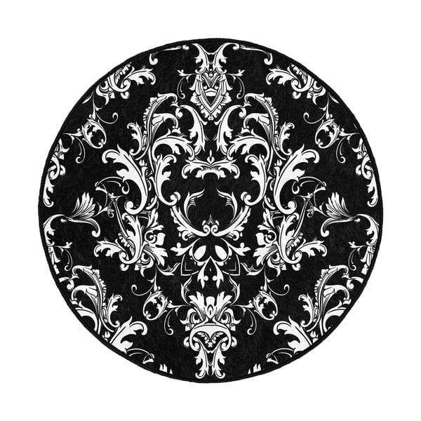 Skalbiamas/robotiniams dulkių siurbliams apvalios formos kilimas juodos ir baltos spalvos ø 80 cm Comfort – Mila Home