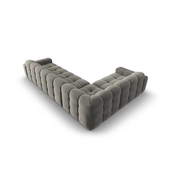 Pilka aksominė kampinė sofa (kairysis kampas) Kendal - Micadoni Home-image-4