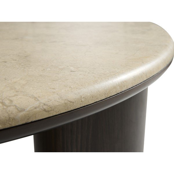 Tamsios natūralios spalvos su marmuriniu stalviršiu apvalios formos kavos staliukas ø 90 cm Piazze – Unique Furniture-image-3