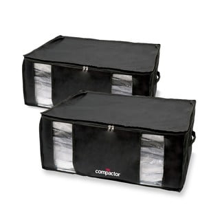 2 juodų saugojimo dėžių rinkinys su vakuumine pakuote Compactor Black Edition XXL, 50 x 26,5 cm