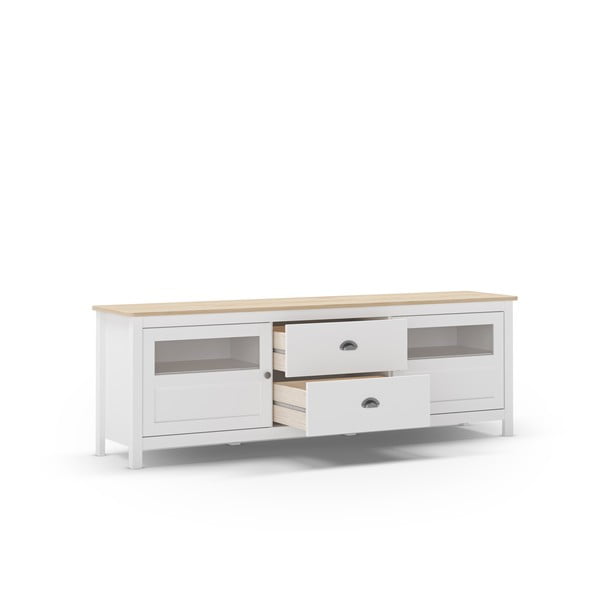 Iš pušies masyvo TV spintelė baltos spalvos 180x59 cm Misti – Marckeric-image-3
