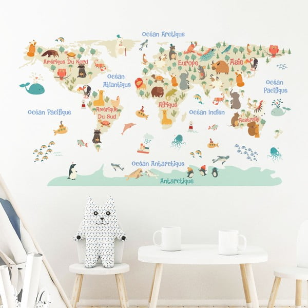 Sienų lipdukas Ambiance Pastelinis pasaulio žemėlapis