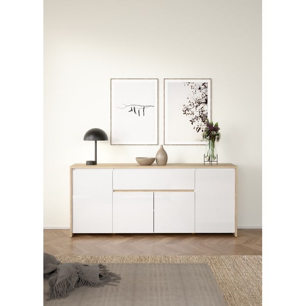 Baltos spalvos/natūralios spalvos šoninė spintelė iš ąžuolo 197x84x48 cm Next – Tvilum-image-1