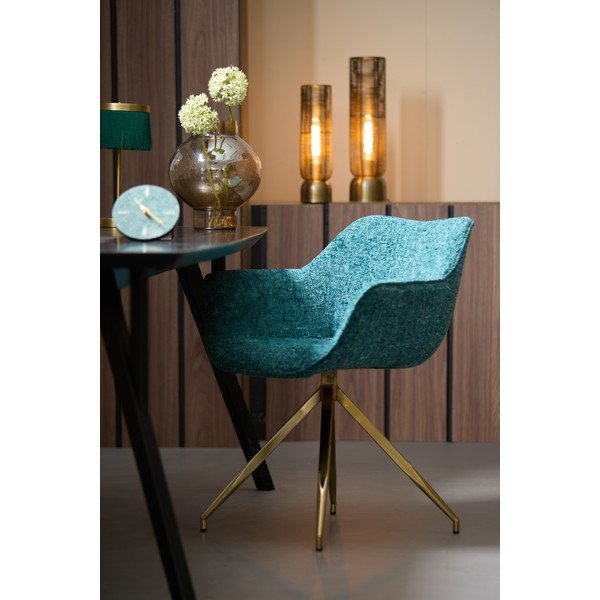 Smaragdinės spalvos iš audinio valgomojo kėdė su porankiais Jaimy – Light & Living-image-1