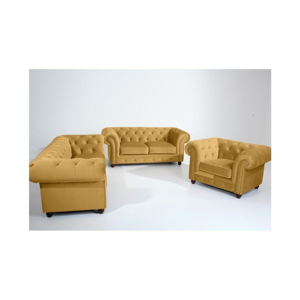 Geltonos spalvos sofa "Max Winzer Orleans Velvet", 196 cm-image-1