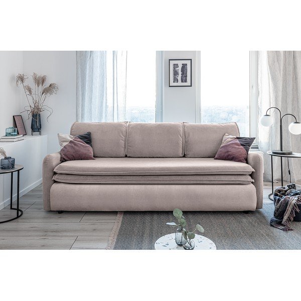 Smėlio spalvos aksominė sofa-lova Miuform Tender Eddie-image-3