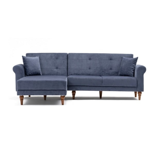 Mėlynai pilka sofa lova "Madona", kairysis kampas
