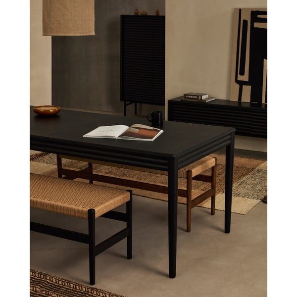 Juodos spalvos TV spintelė iš ąžuolo 200x57x35 cm Lenon – Kave Home-image-4