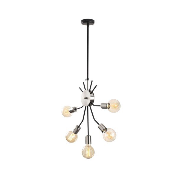 Juodos spalvos metalinis pakabinamas šviestuvas su chromu Opviq lights Elena-image-3