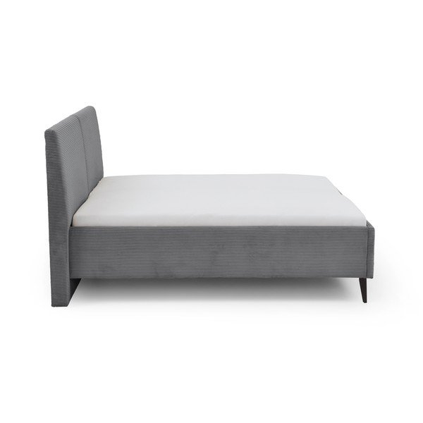 Pilkos spalvos dvigulė lova audiniu dengta be grotelių 180x200 cm Lando – Meise Möbel-image-3