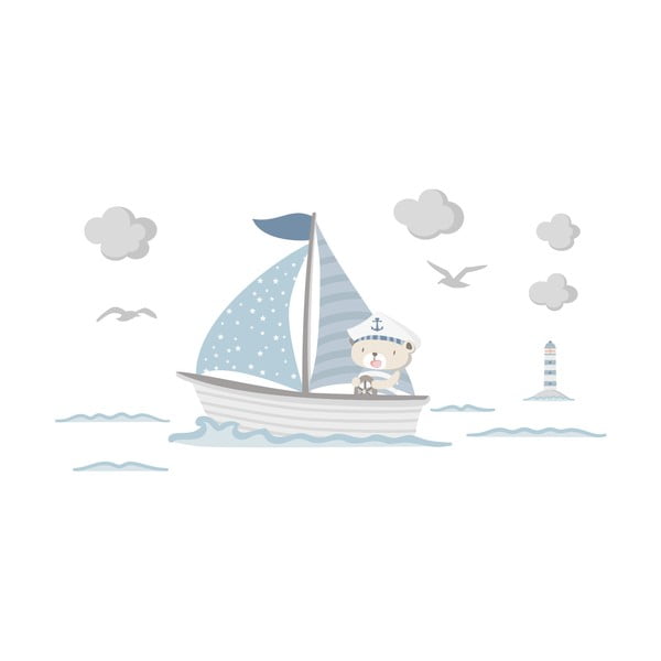 Mėlyni vaikiški sienų lipdukai Ambiance Captain Teddy-image-2