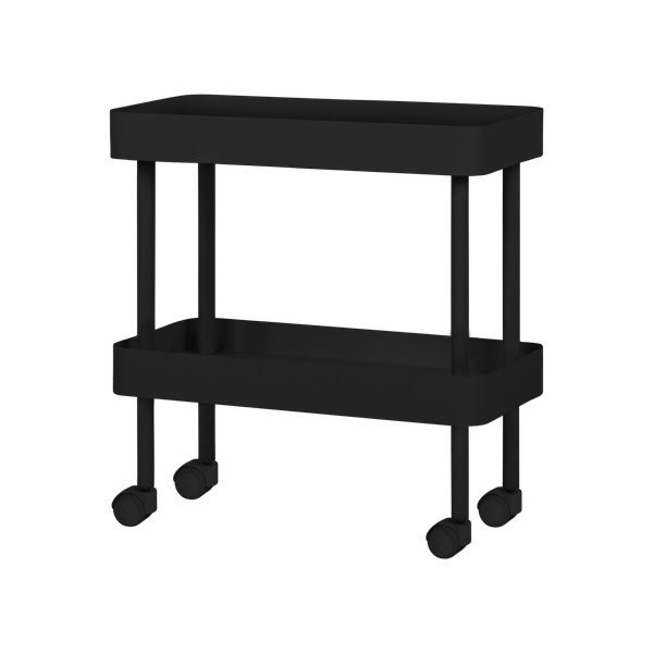 Juodos spalvos iš metalo lentyna ant ratukų 60x62x30 cm Nolle – noo.ma