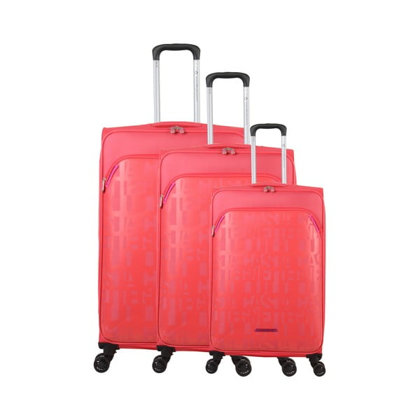 3 rožinės spalvos bagažo ant 4 ratukų rinkinys Lulucastagnette Bellatrice