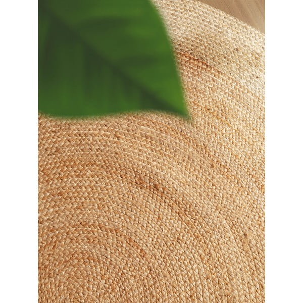 Apverčiamas/rankų darbo natūralios spalvos iš džiuto apvalios formos kilimas ø 240 cm Jutta Gold – Hanse Home-image-3