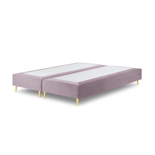 Violetinė aksominė dvigulė lova Milo Casa Lia, 180 x 200 cm