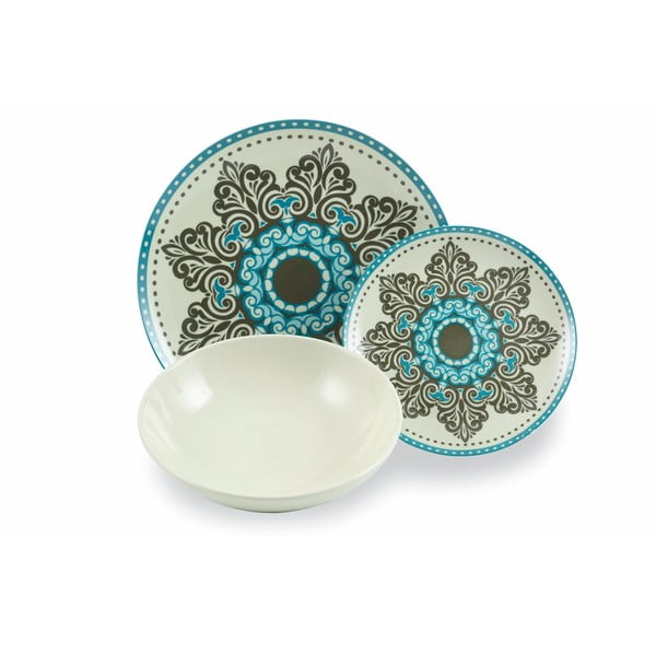 18 dalių porceliano ir akmens masės lėkščių rinkinys VDE Tivoli 1996 Cala Jondal Mar-image-2