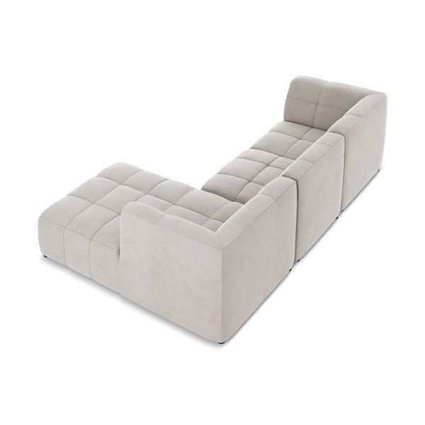 Smėlio spalvos kampinė sofa iš velveto (su dešiniuoju kampu/su gultu) Aloha – Makamii-image-4