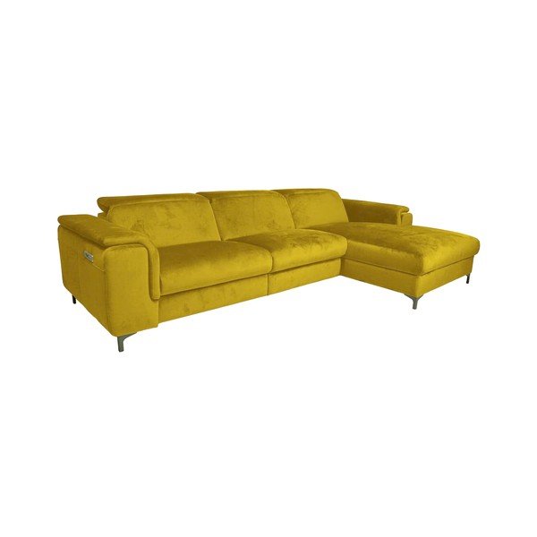 Kampinė sofa geltonos spalvos iš velveto (su dešiniuoju kampu) Brito – MESONICA-image-2
