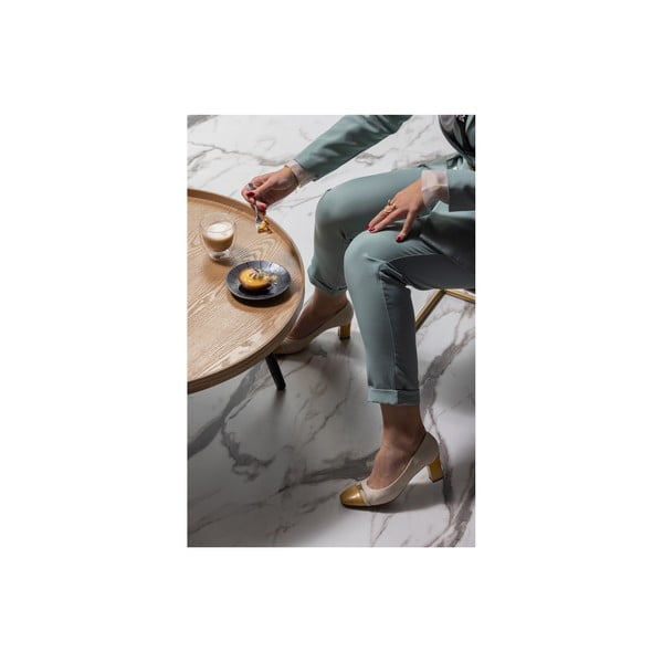 Smėlio ir juodos spalvos žurnalinis staliukas WOOOD Mesa, ø 78 cm-image-3