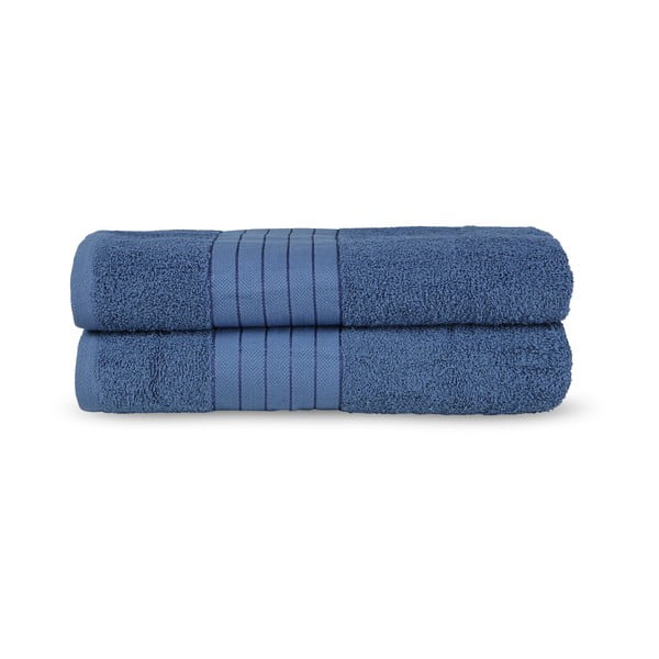 Iš frote audinio iš medvilnės vonios rankšluosčiai mėlynos spalvos 2 vnt. 70x140 cm – Good Morning
