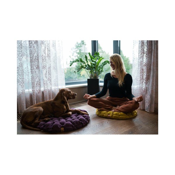 Šviesiai mėlynai pilka sėdimoji pagalvėlė su masažiniais kamuoliukais Linda Vrňáková Bloom, ⌀ 75 cm-image-1