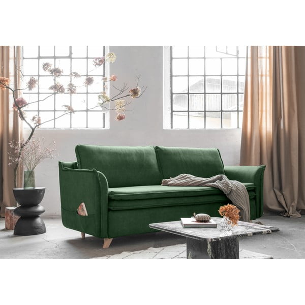 Iš velveto sulankstoma sofa žalios spalvos 225 cm Charming Charlie – Miuform-image-3